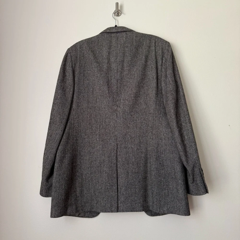 Vintage Barrister 100% Camel Hair Blazer Grey Plaid Herringbone Two Button, 42L
